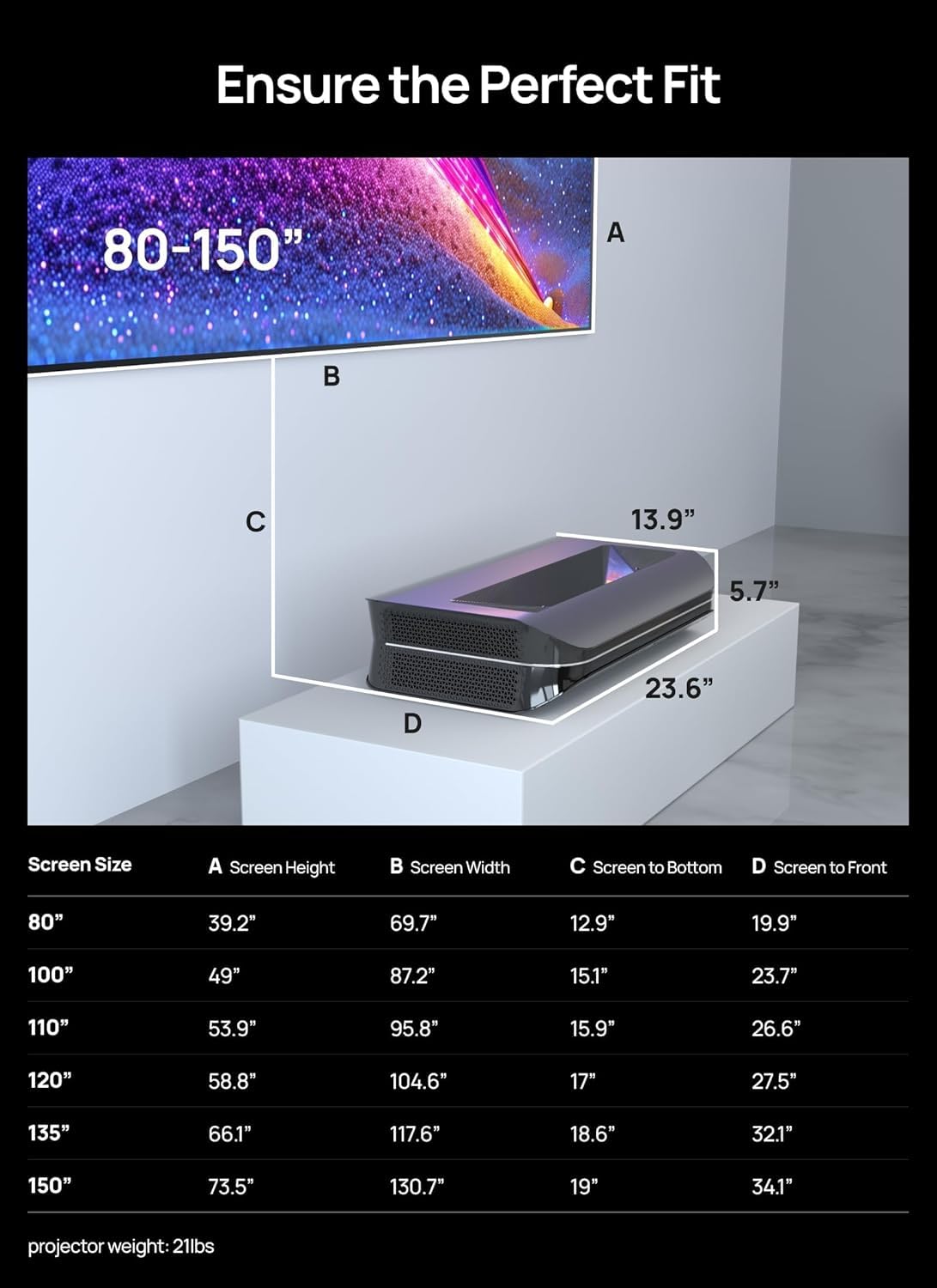 AWOL VISION LTV-3000 Pro 4K UST Laser Projector – 3D, Dolby Vision & Atmos, HDR10+, 150” Display