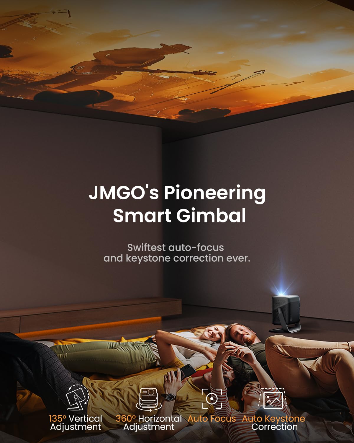 JMGO N1S Pro 4K Laser Projector – 2250 ISO Lumens, Netflix, HDR10, Dolby Audio, 360° Auto Focus