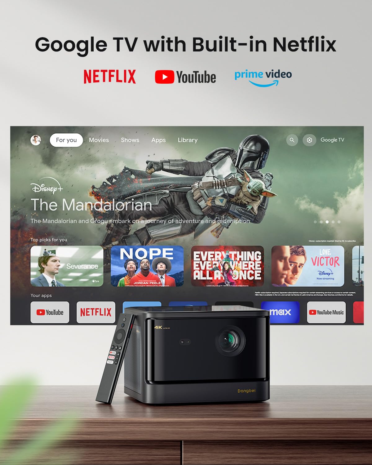 Dangbei DBOX02 4K Laser Projector – 2450 ISO Lumens, Netflix, HDR10+, Dolby Audio