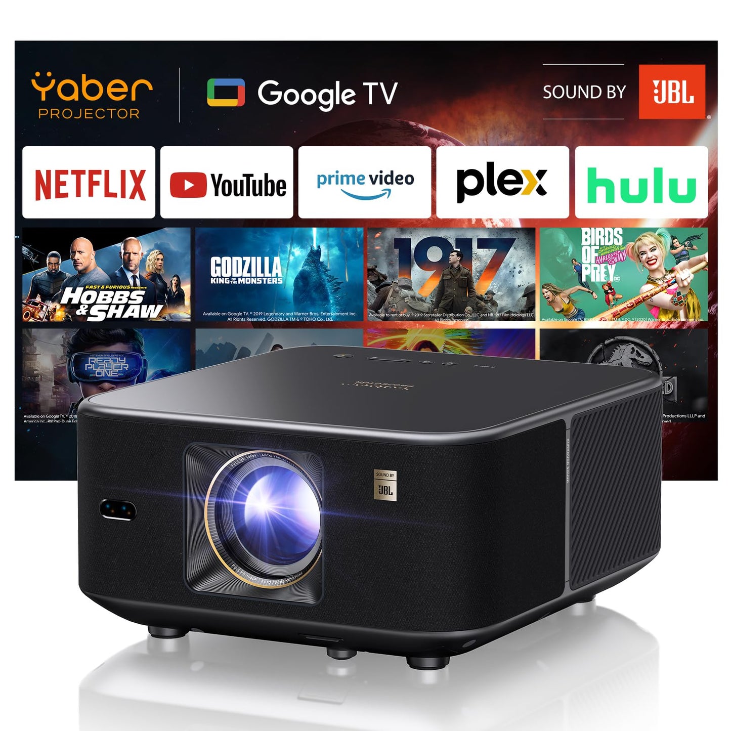 YABER K3 1600 ANSI Smart Projector – Google TV, JBL Sound, Dolby Audio, WiFi 6, Netflix