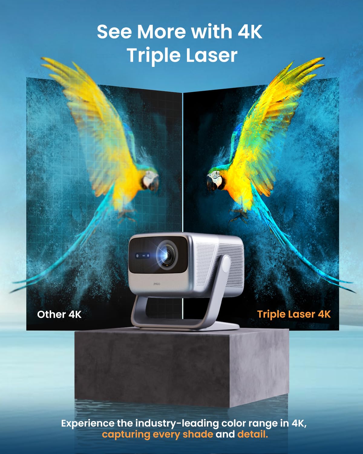 JMGO N1S Pro 4K Laser Projector – 2250 ISO Lumens, Netflix, HDR10, Dolby Audio, 360° Auto Focus