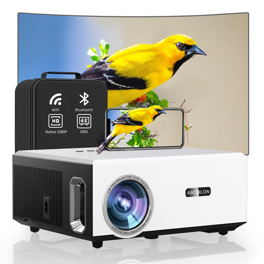 ABoolon P6 4K Projector – 1000 ANSI, WiFi 6, Bluetooth, 500” Display, 6D Keystone, 1080P